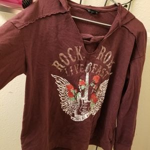 (RARE) Maroon rock and republic hoodie